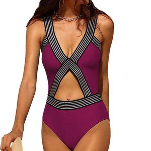 NWT Charmo | Red & Black Stripe Cut-Out One-Piece - Medium